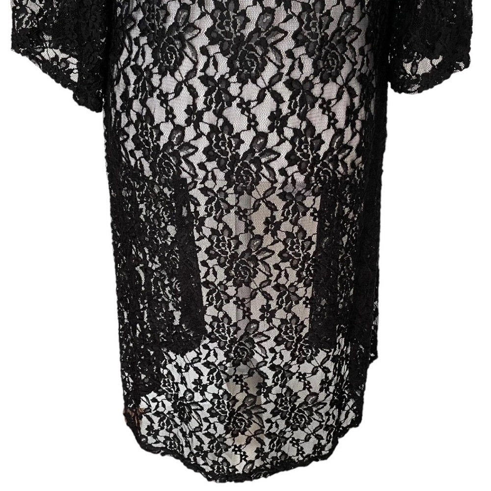 Mauve Black Floral Lace Maxi Kimono Cardigan Open Front NWT Women’s Size Small - Picture 10 of 13